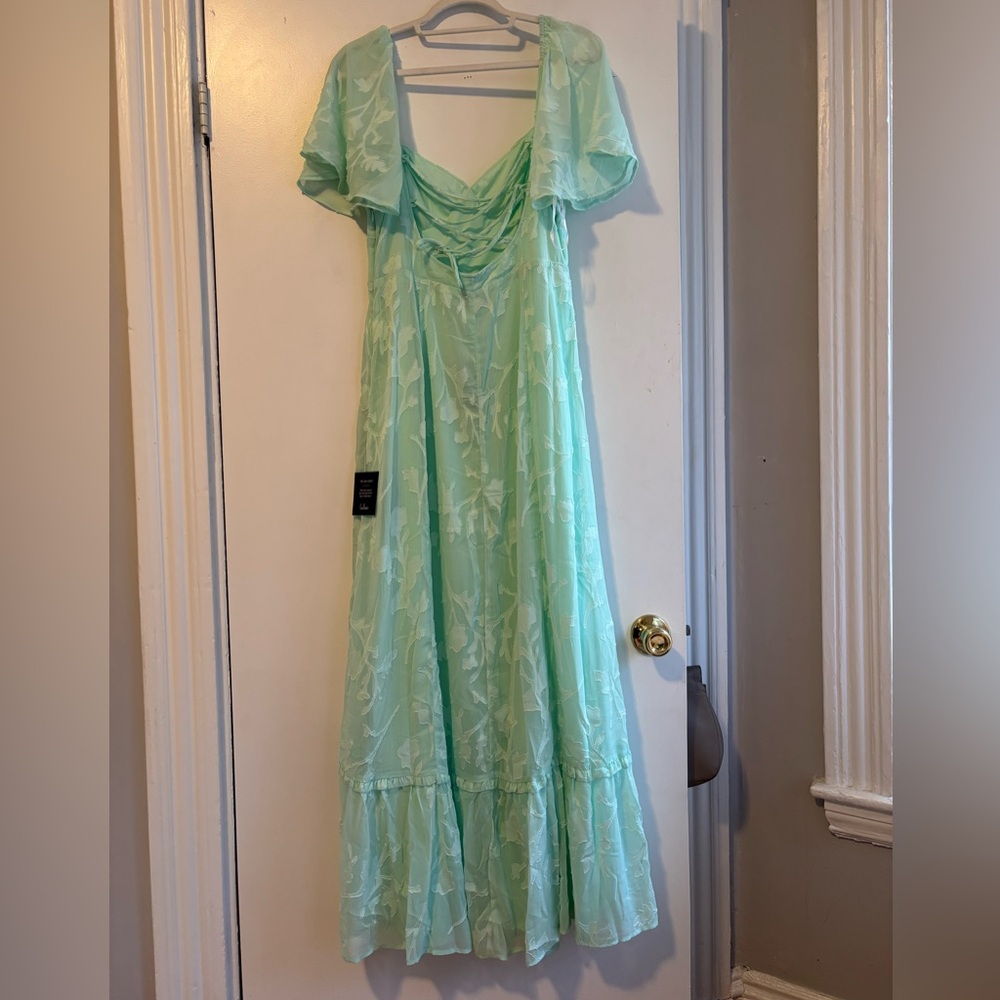 Lulus Tailor Made For You Mint Green Jacquard Lace-Up Maxi Dress - Picture 6 of 12